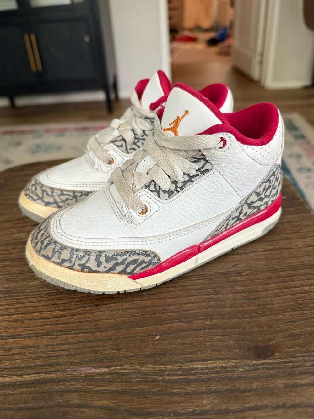 Nike Air Jordan 3 Retro Cardinal Red Preschool Kids Shoes 10.5C